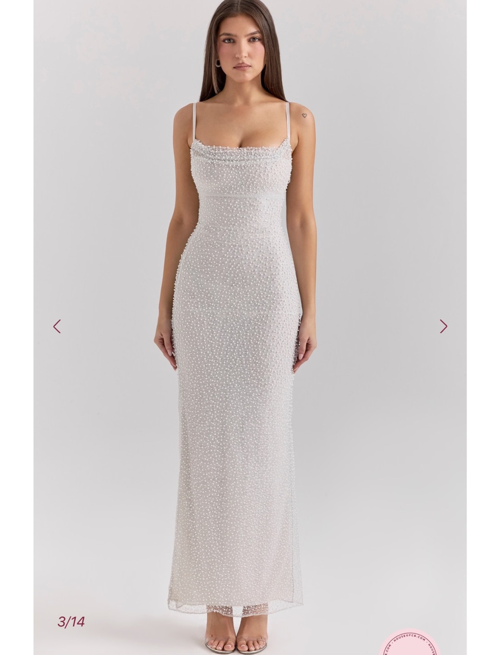 Silver Pearl Embellished Maxi Dress